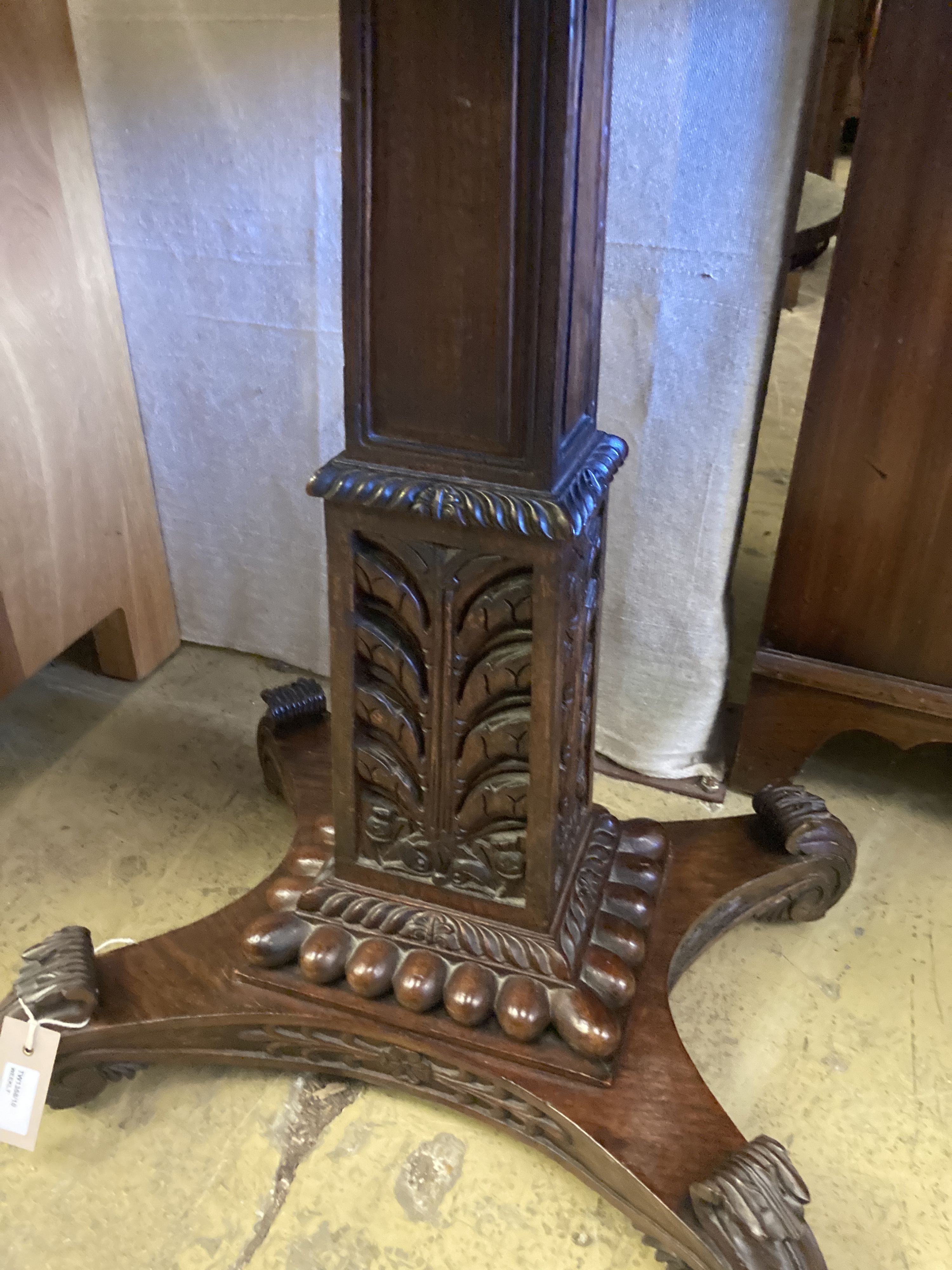 A 19th century Anglo Indian rectangular padouk tilt-top table, width 83cm, depth 55cm, height 77cm